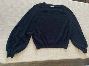 Double Zero Black Cropped Sweater Bouclé Puff Sleeves Women’s Size M